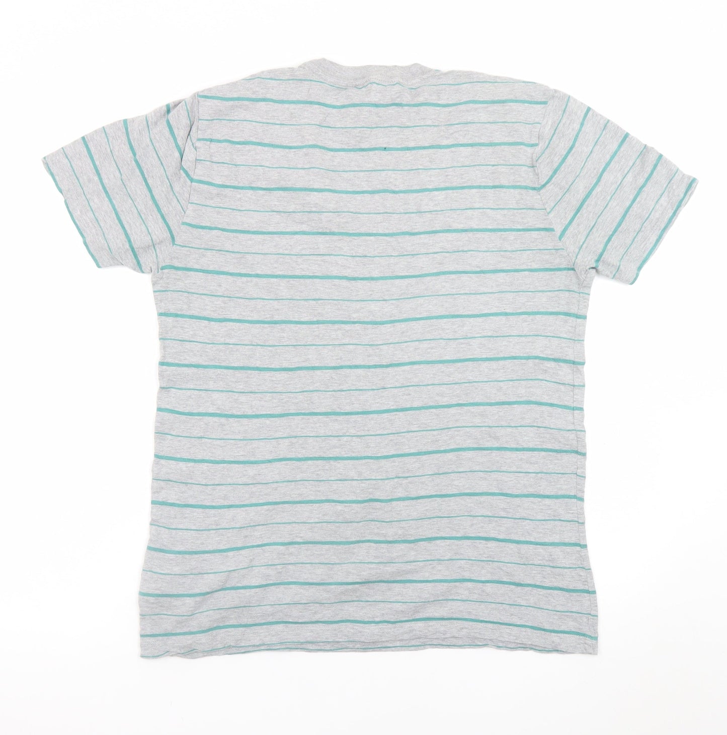 Gap Men's Grey Striped Cotton Crew Neck Short Sleeve T-Shirt M