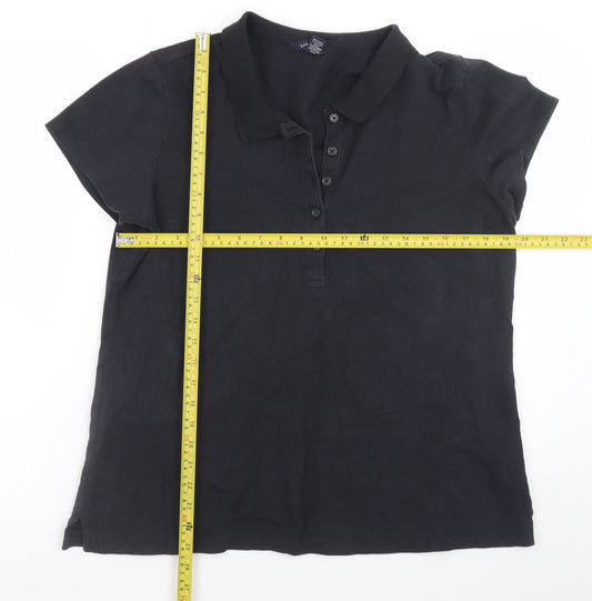 Lands' End Men's Black XL Short Sleeve Cotton Stretch Polo Shirt