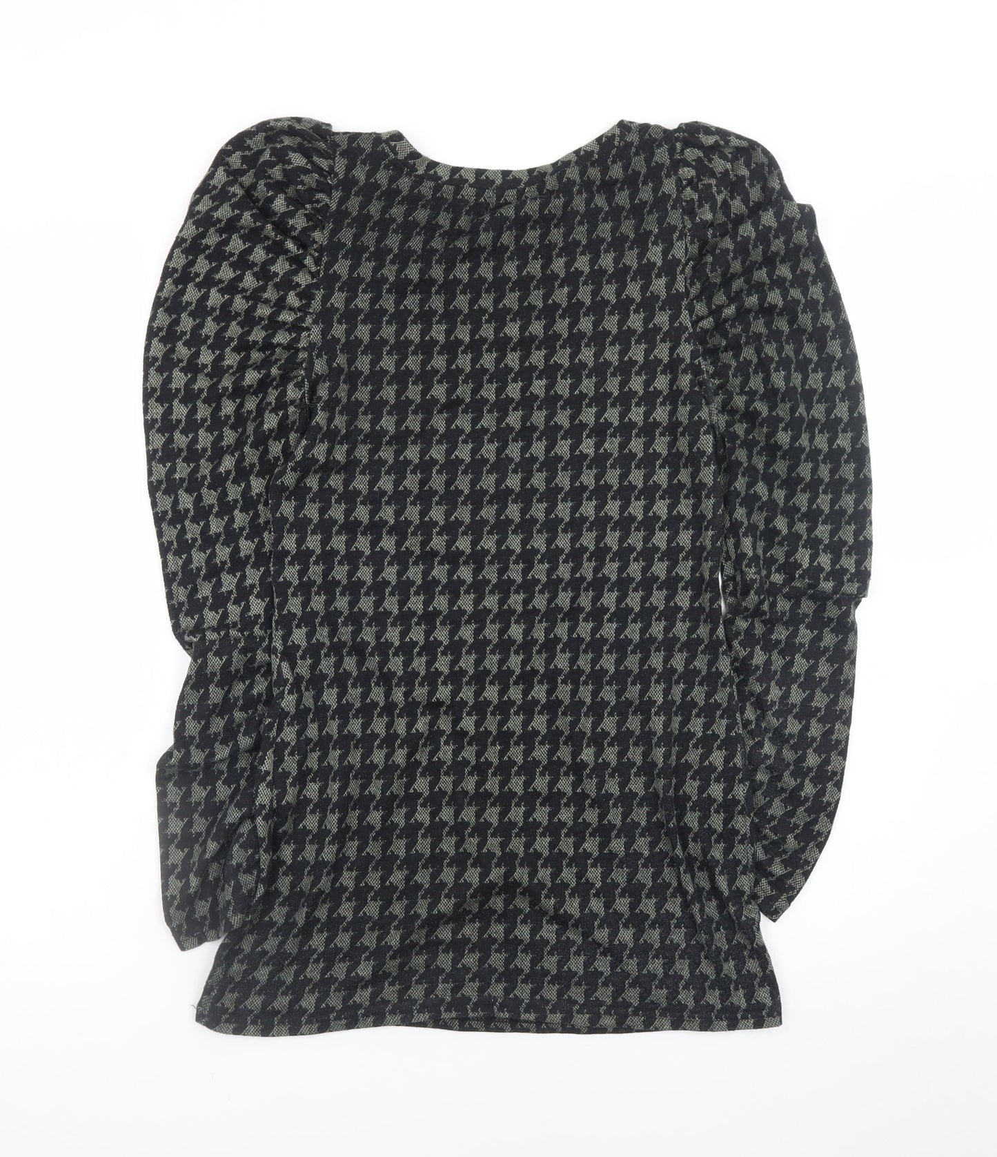 Soda Mix Women’s Black Houndstooth Bodycon Long Sleeve Dress S