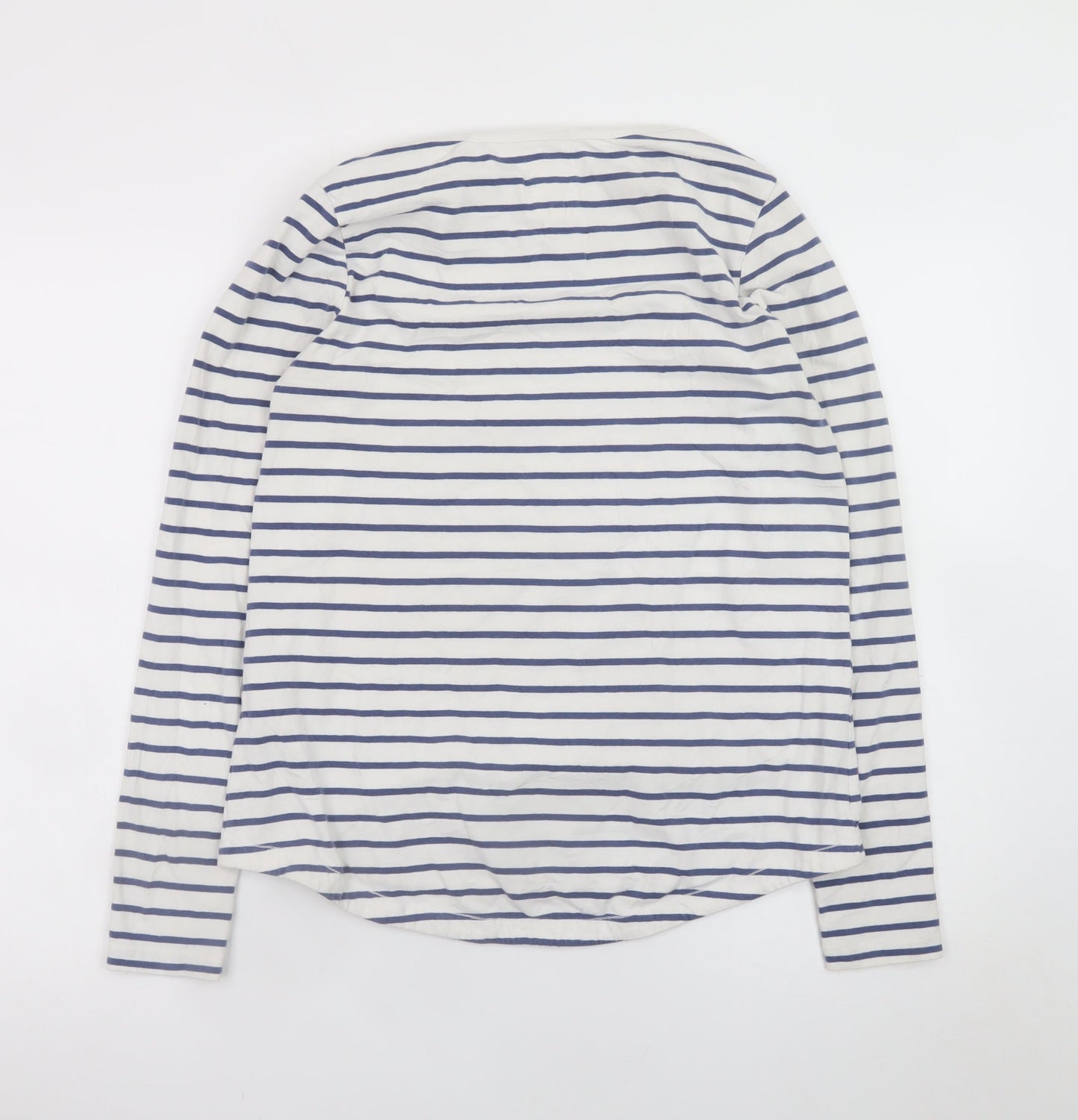 Fat Face Womens White Navy Striped Classic Jersey Long Sleeve T-Shirt Size 10