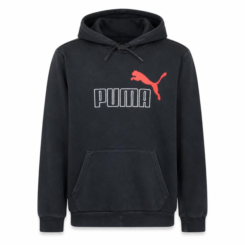 Puma Men's Black Pullover Hoodie M Sports Logo Fleece Sweatshirt