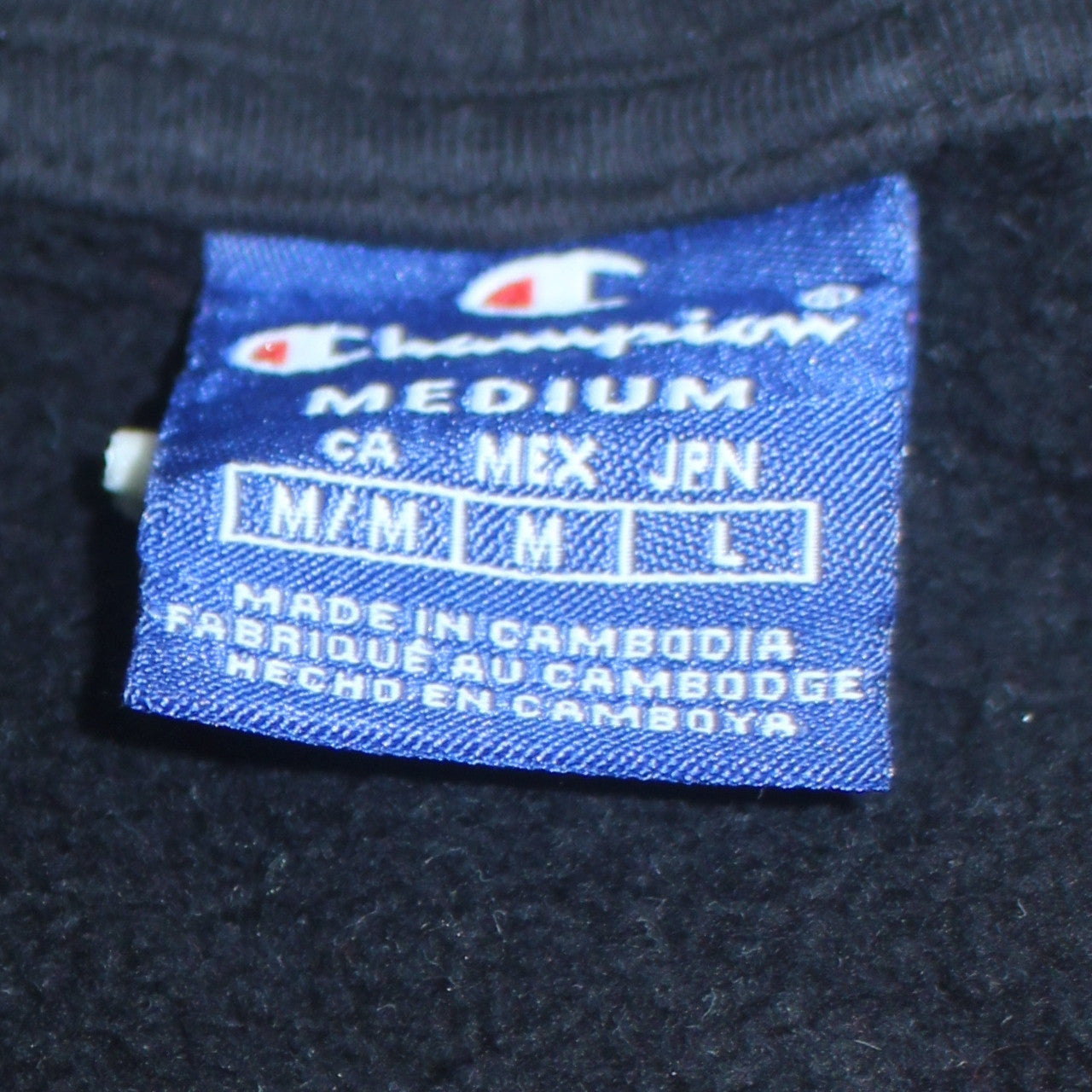 Champion Men's Black Pullover Hoodie Medium Logo Cotton Sweatshirt