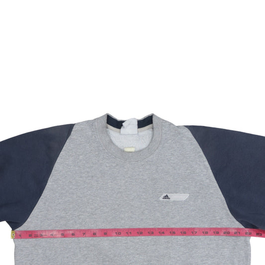 Adidas Men's Grey & Navy Crew Neck Sweatshirt Size M Classic Style
