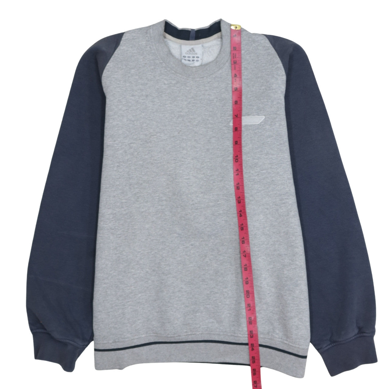 Adidas Men's Grey & Navy Crew Neck Sweatshirt Size M Classic Style
