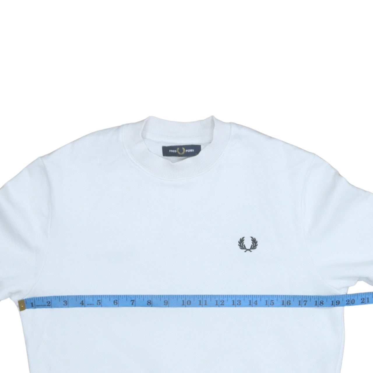 Fred Perry Men's White XS Crew Neck Logo Sweatshirt