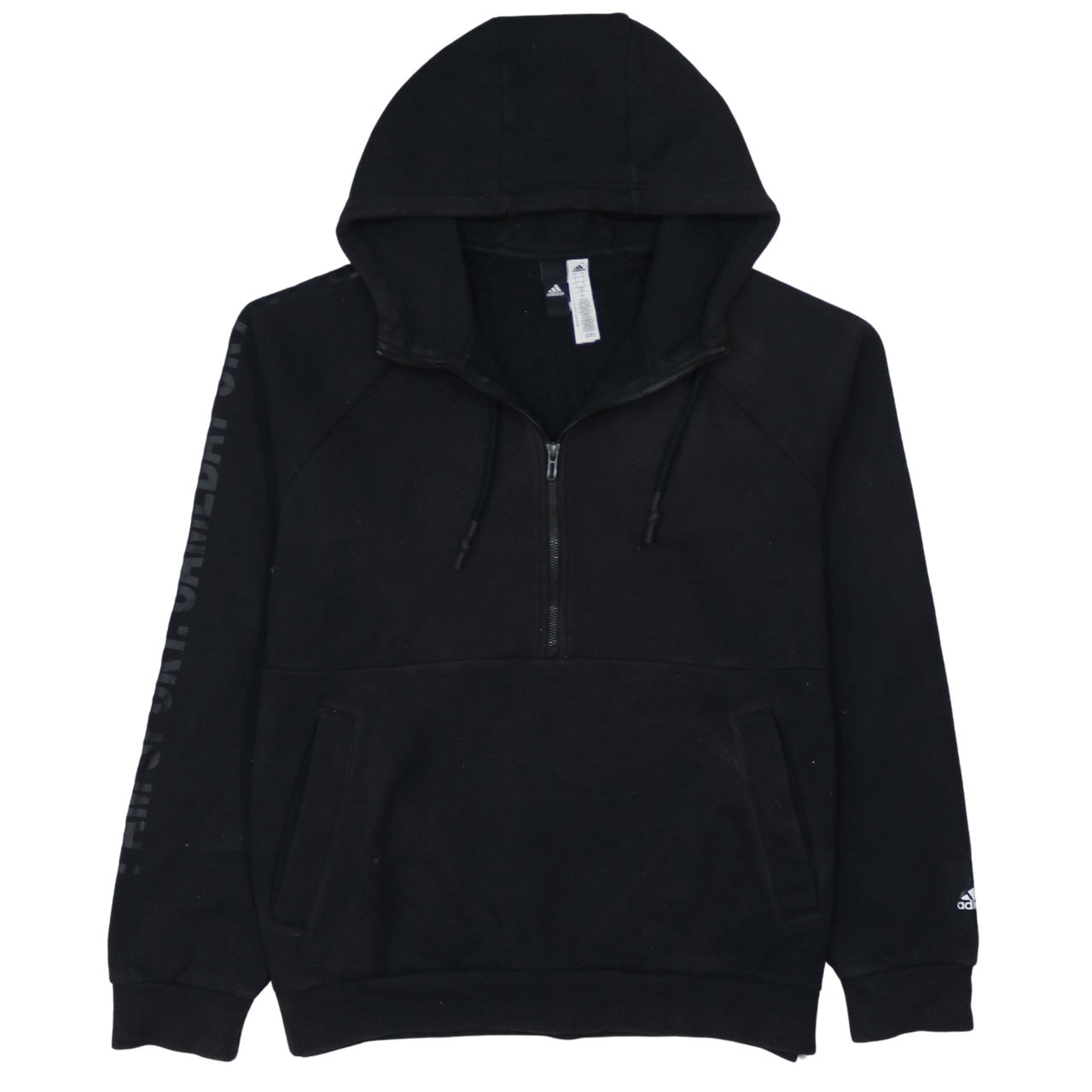 Adidas Mens Black L 1/2 Zip Hoodie Fleece Pullover Sweatshirt
