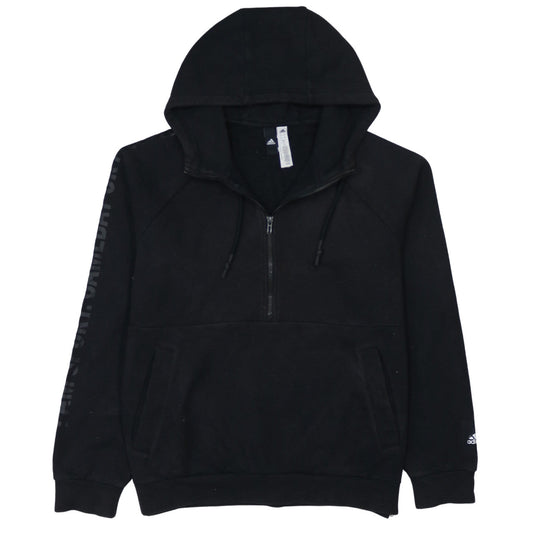Adidas Mens Black L 1/2 Zip Hoodie Fleece Pullover Sweatshirt