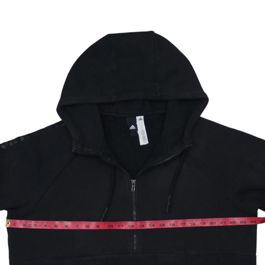 Adidas Mens Black L 1/2 Zip Hoodie Fleece Pullover Sweatshirt
