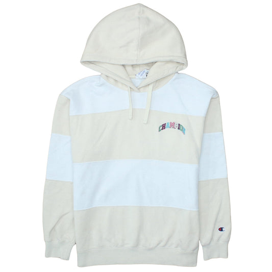 Champion Womens Beige & White Hooded Pullover Sweatshirt Size M