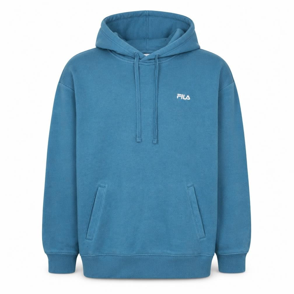 FILA Mens Blue Pullover Hoodie XL Cotton Blend Logo Sweatshirt