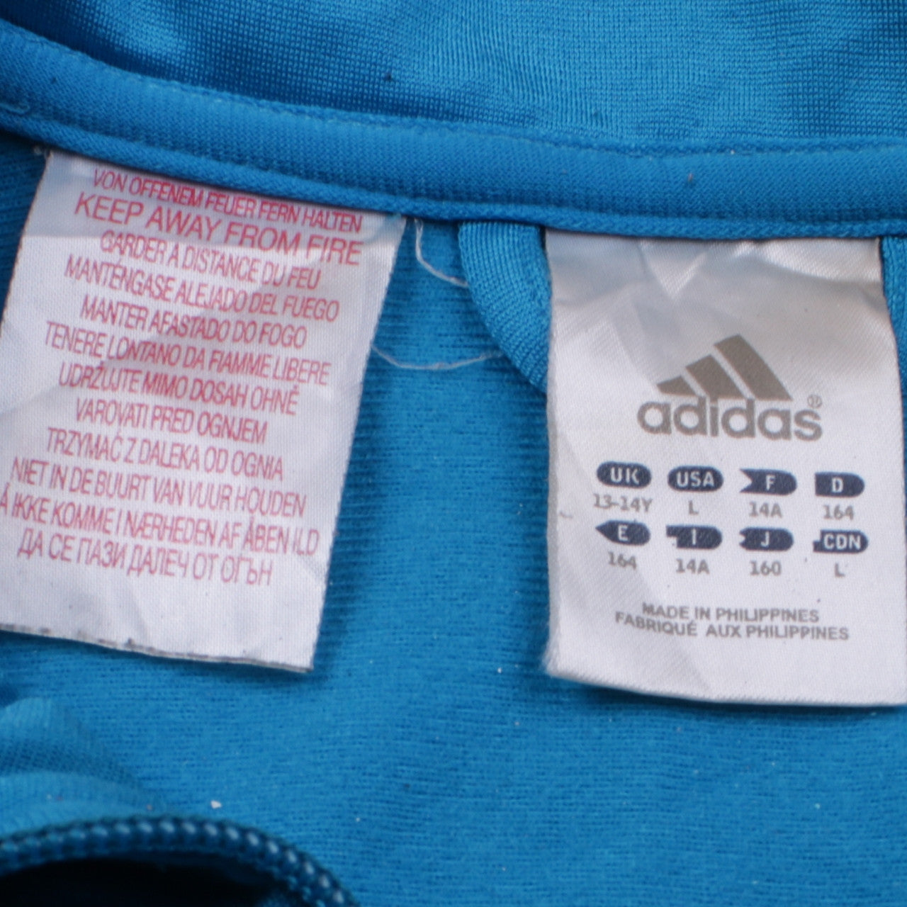 Adidas Boys Blue 13-14 Years Track Jacket Full Zip Sports Top