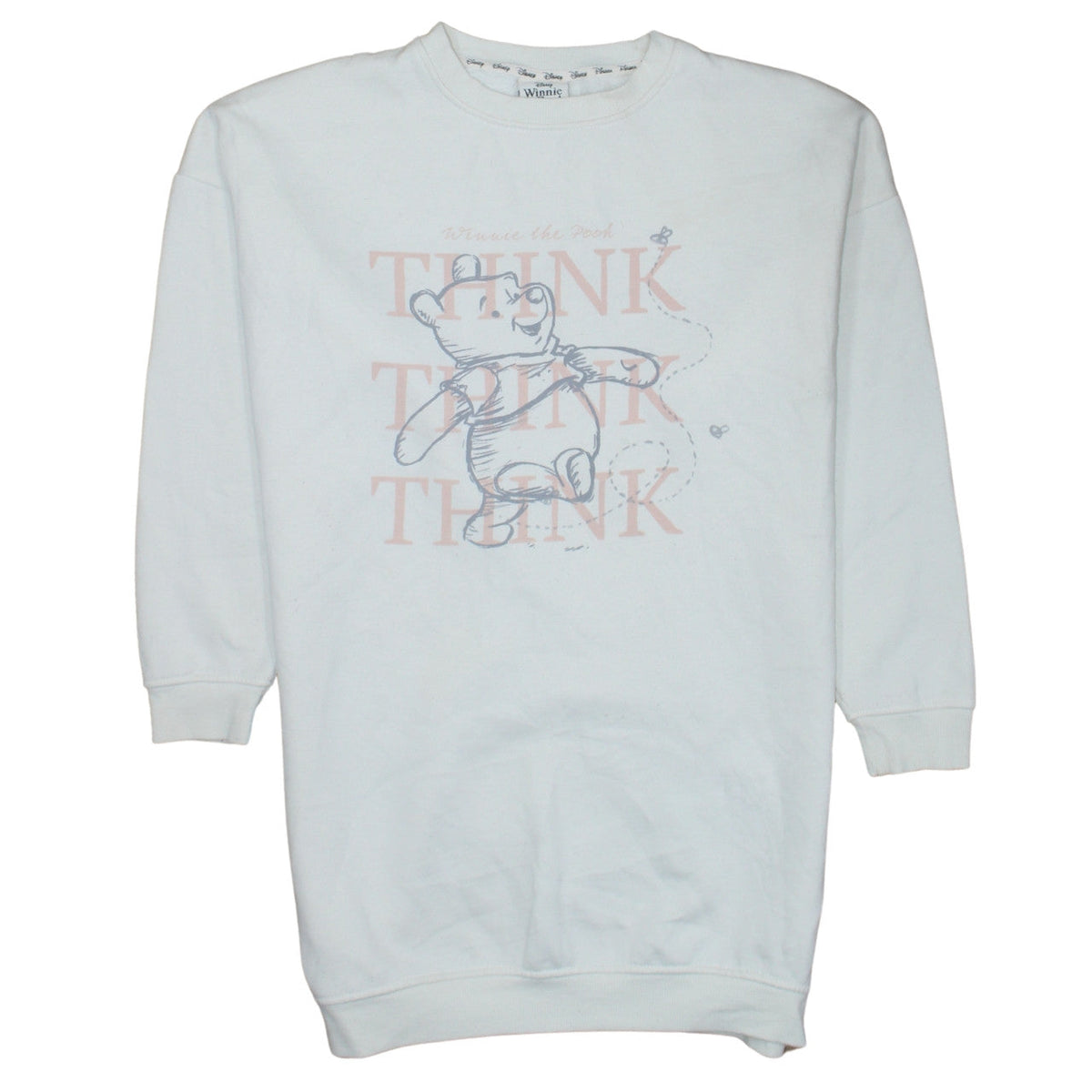 Front view of Disney Winnie the Pooh Women's White XS Long Sleeve T-Shirt Dress
