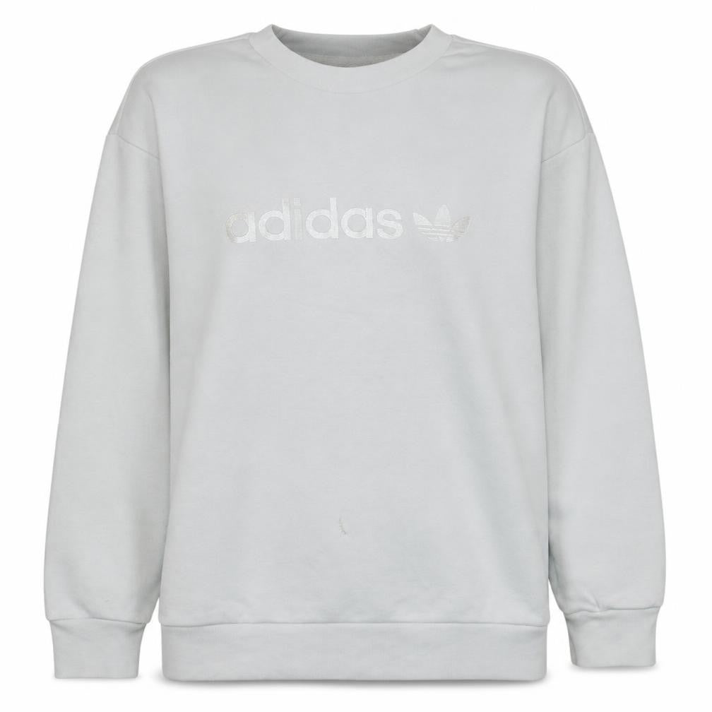 Front view of Adidas Women White Pullover Sweatshirt UK 8 Logo Crew Neck
