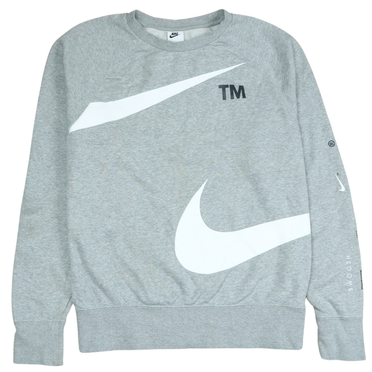 Nike Womens Grey Small Pullover Sweatshirt with Logo Print
