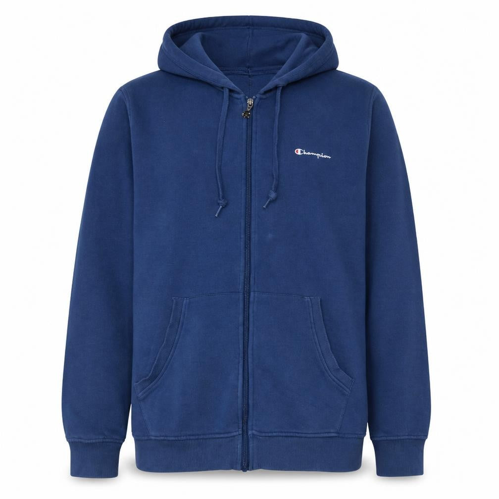 Champion Men Blue 2XL Full Zip Hoodie Fleece Sweatshirt