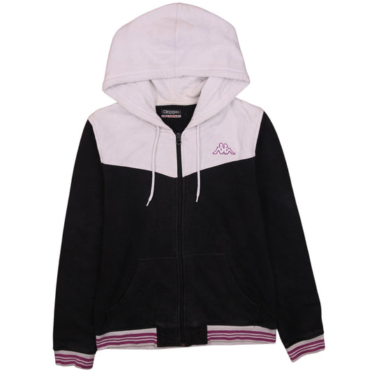 Kappa Womens Black White Full Zip Hoodie XL Casual Sweatshirt