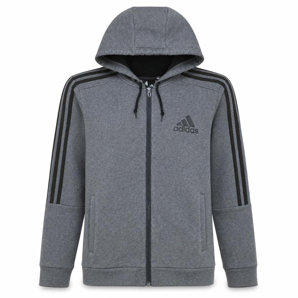 Adidas Mens Grey Full Zip Hoodie Size M Sports Fleece Jacket