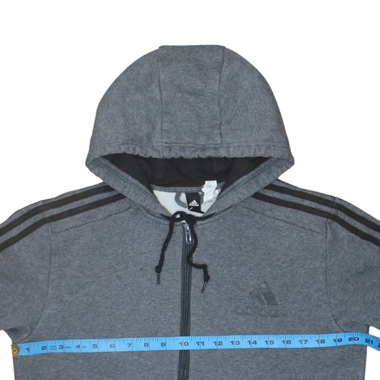 Adidas Mens Grey Full Zip Hoodie Size M Sports Fleece Jacket