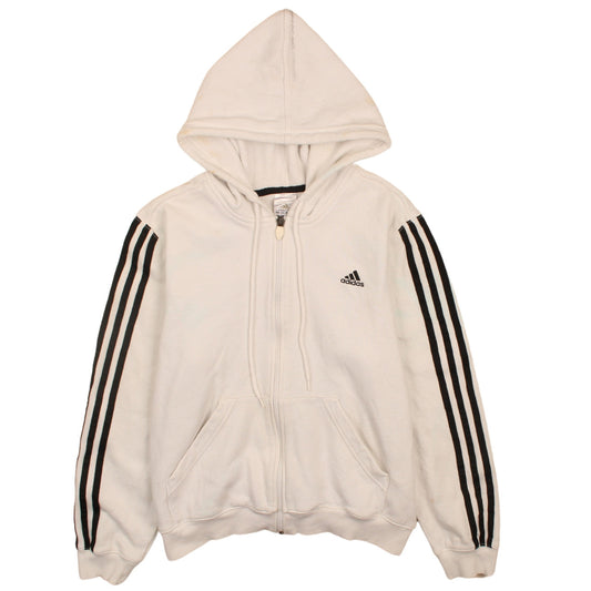 Adidas Women's White Full Zip Hoodie L Size 16 Hooded Casual Sweatshirt
