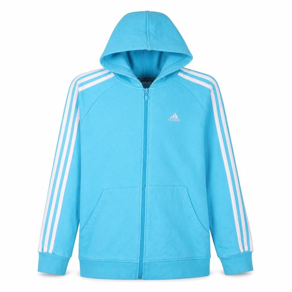 Adidas Teens Blue Full Zip Hoodie Logo Sportswear 13-14 Years