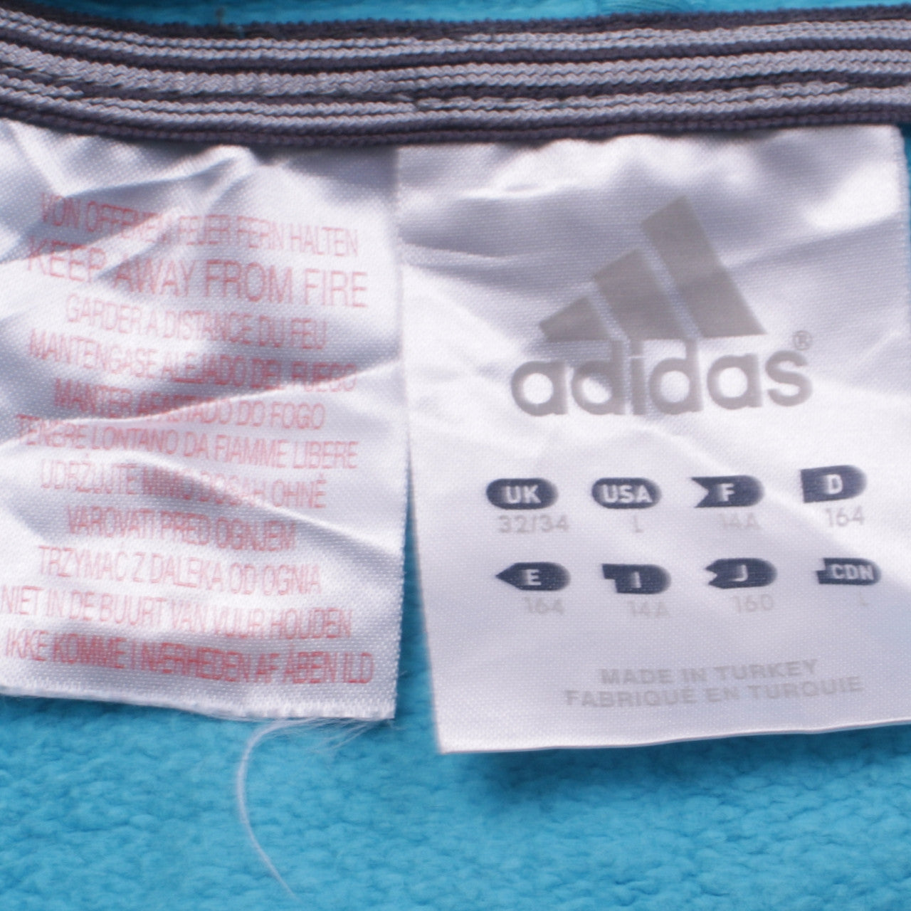 Adidas Teens Blue Full Zip Hoodie 164 Logo Sportswear