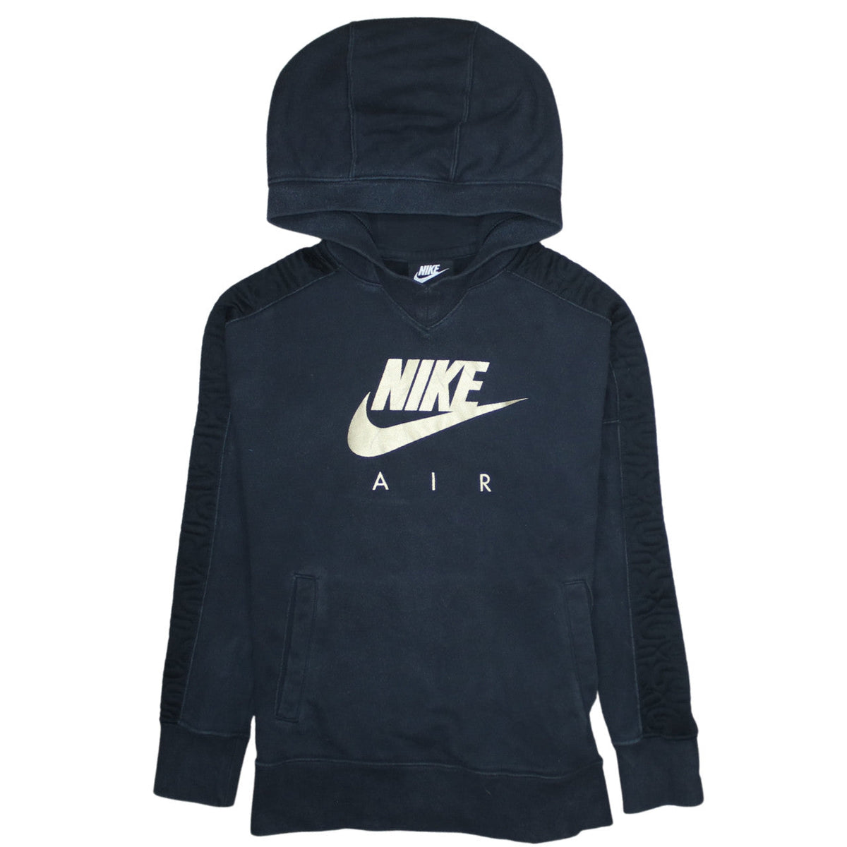 Additional front view of Nike girls’ black air pullover hoodie fleece sweatshirt, size 146