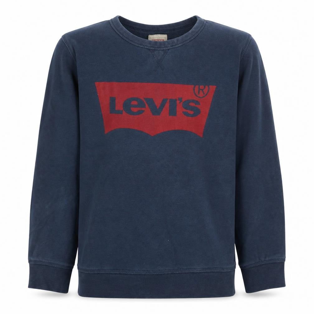 Front view of Levi's boys’ blue pullover fleece sweatshirt, size 16, years logo design