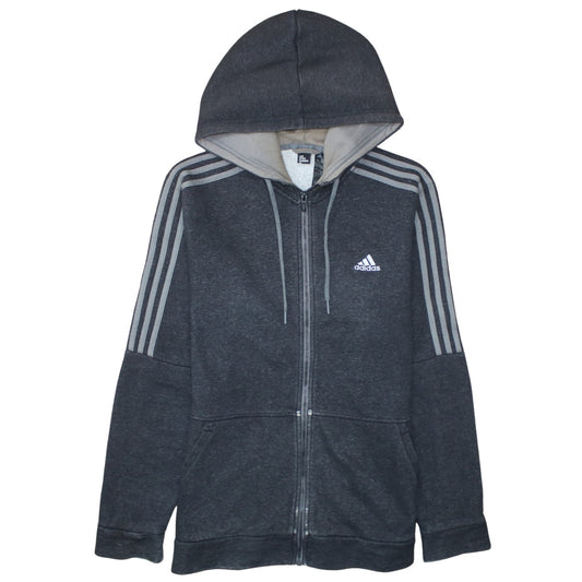 Adidas Men's Grey Full Zip Hooded Sweatshirt Medium Sports Fleece