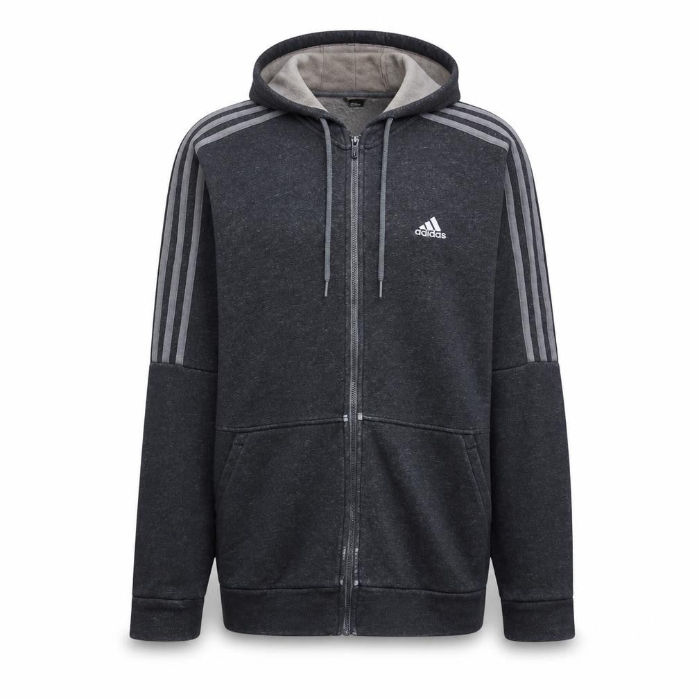 Adidas Men's Grey Full Zip Hooded Sweatshirt Medium Sports Fleece