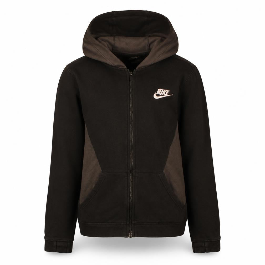 Front view of Nike boys’ black xl full zip hoodie fleece sweatshirt 158-170cm