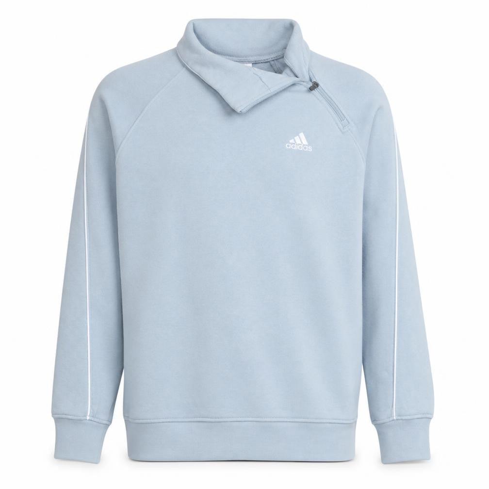 Adidas Men Blue 1/4 Zip Pullover Sweatshirt Size S Fleece Logo Top