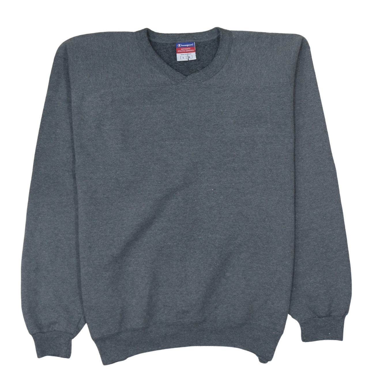Champion Men’s Grey V-Neck Pullover Fleece Sweatshirt Size L