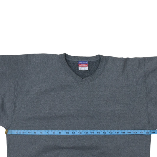Champion Men’s Grey V-Neck Pullover Fleece Sweatshirt Size L