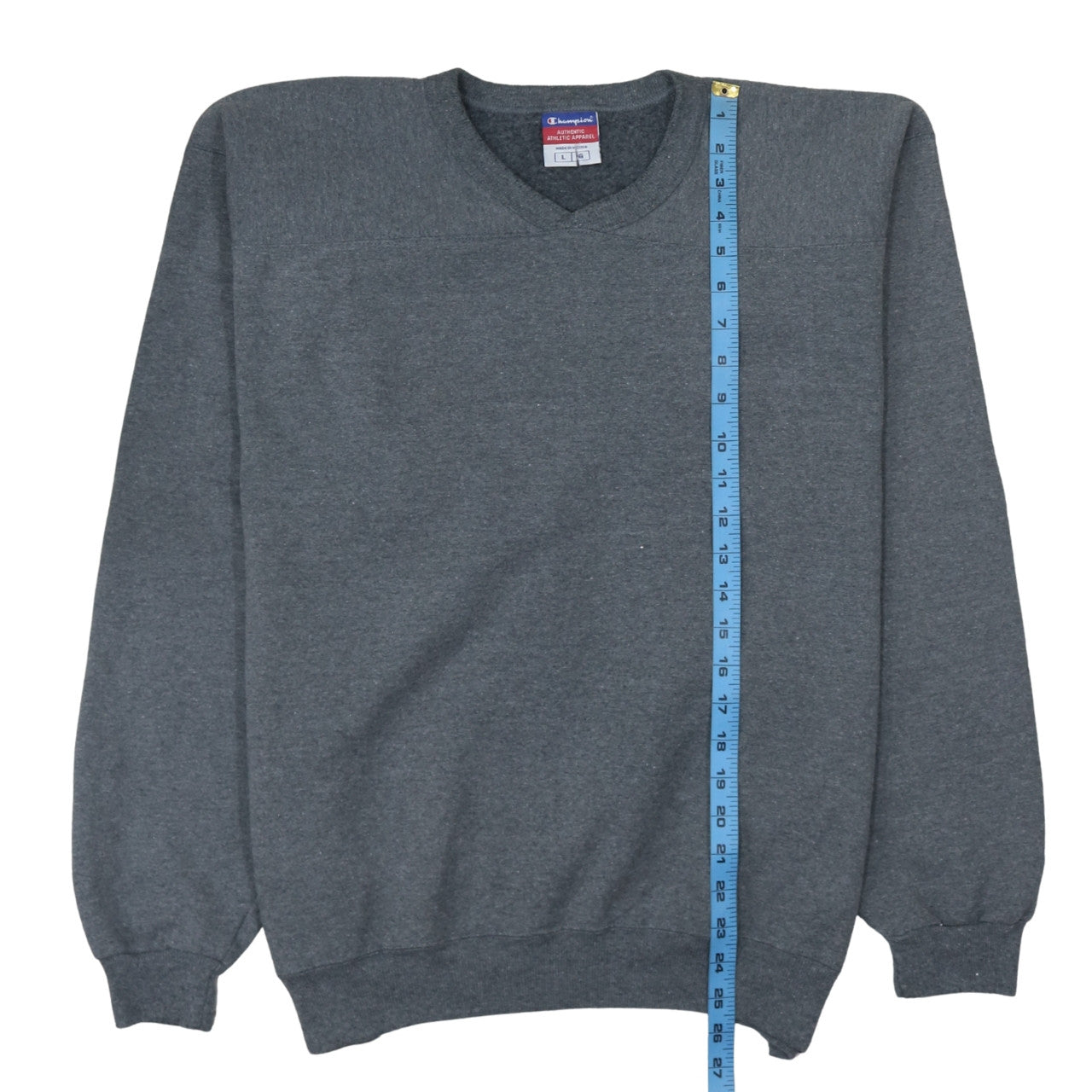 Champion Men’s Grey V-Neck Pullover Fleece Sweatshirt Size L
