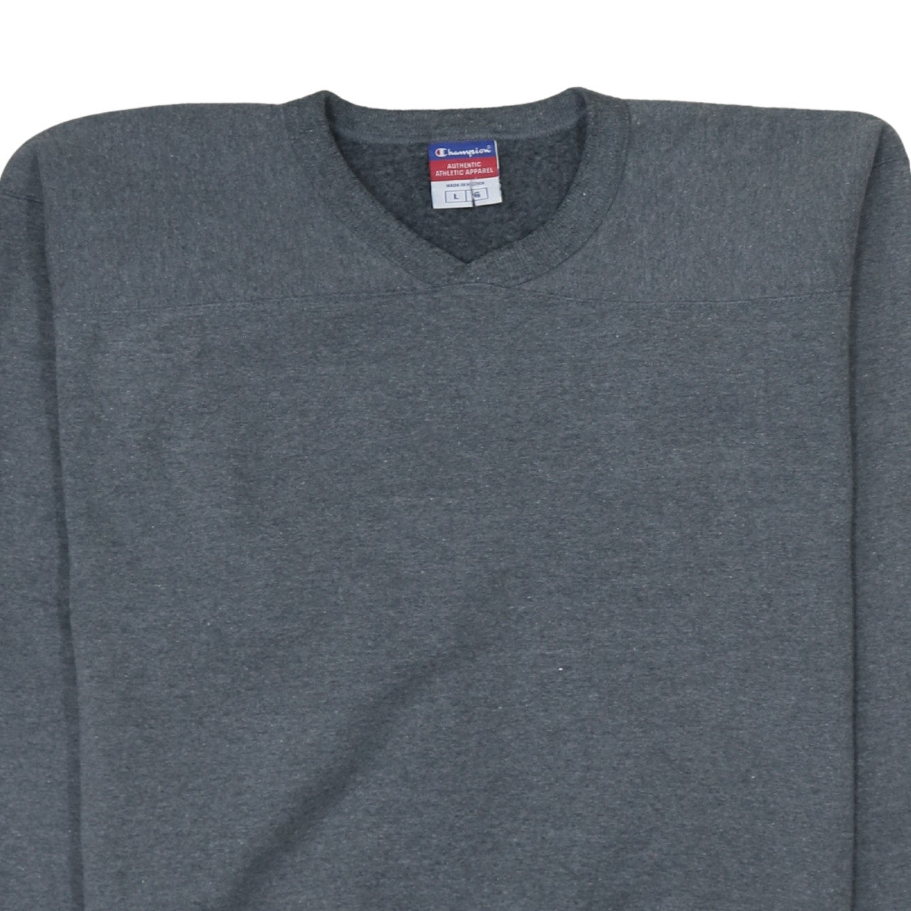 Champion Men’s Grey V-Neck Pullover Fleece Sweatshirt Size L