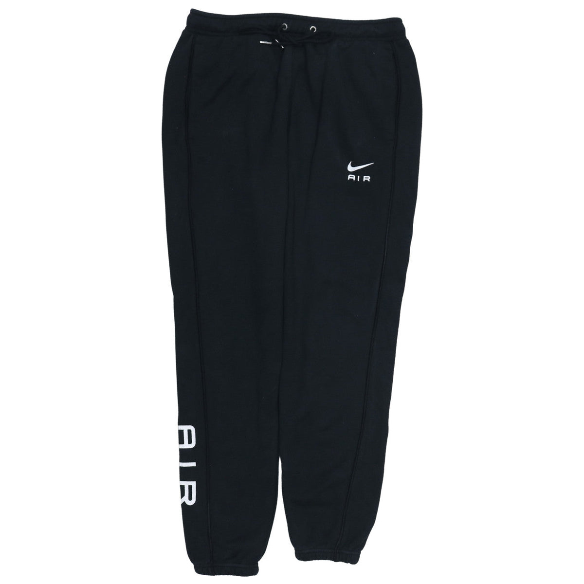 Additional front view of Nike Air Men's Black Jogger Trousers, size M, Regular Fit Fleece