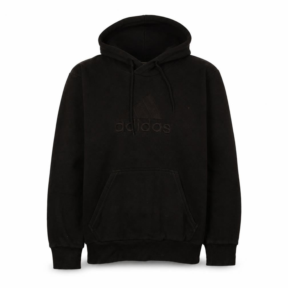 Front view of Adidas Men's Black Pullover Hoodie L Sports Fleece Sweatshirt