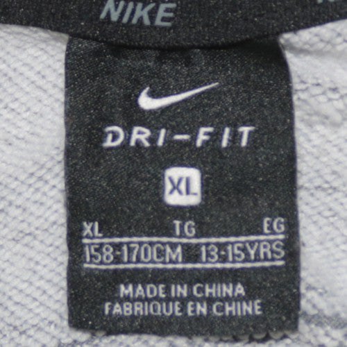 Close-up detail of Nike boys’ grey xl full zip hoodie dri-fit sweatshirt 13-15 years
