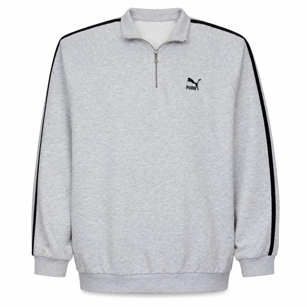 Front view of Puma men’s grey 2xl 1/4 zip track jacket sports activewear