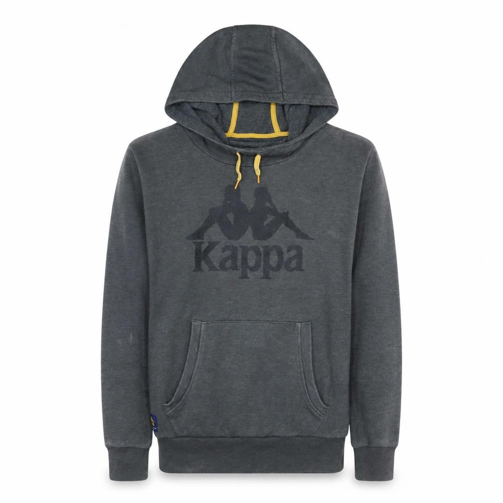 Front view of Kappa Men's Grey Pullover Hoodie Large Logo Sportswear