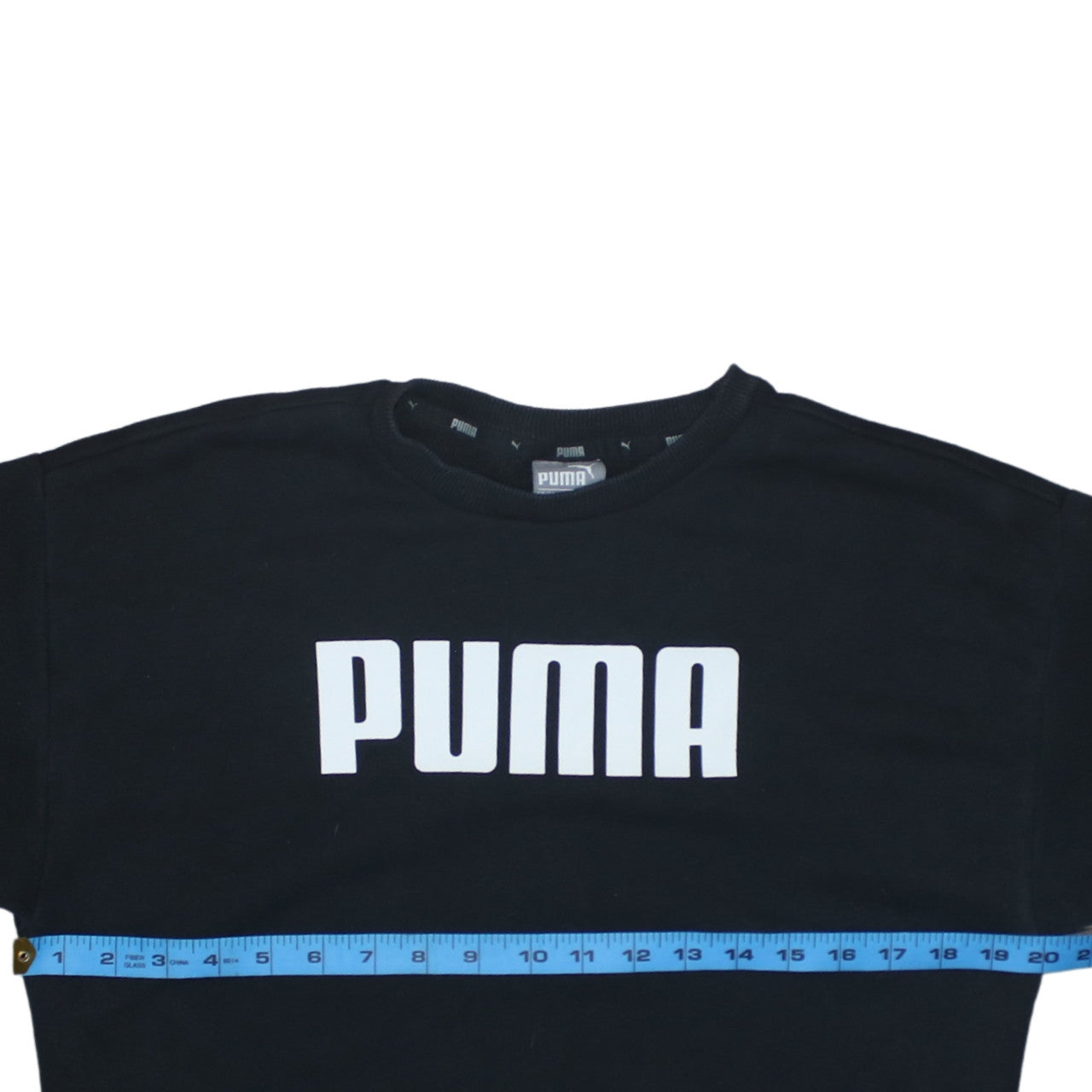 Puma Womens Black Size 10 Pullover Sweatshirt Crew Neck Logo Jumper