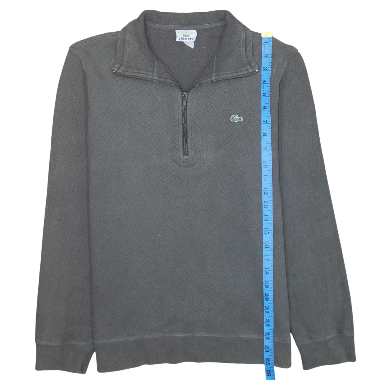 Lacoste Men's Grey 1/4 Zip High Neck Cotton Sweatshirt Size M