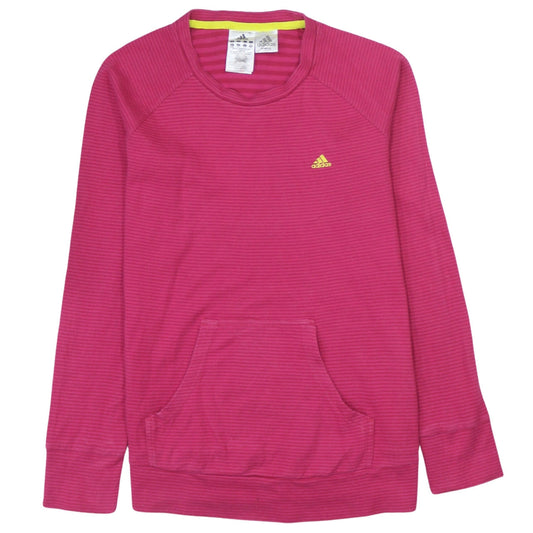 Adidas Women Pink Striped Pullover Sweatshirt Size M Long Sleeve