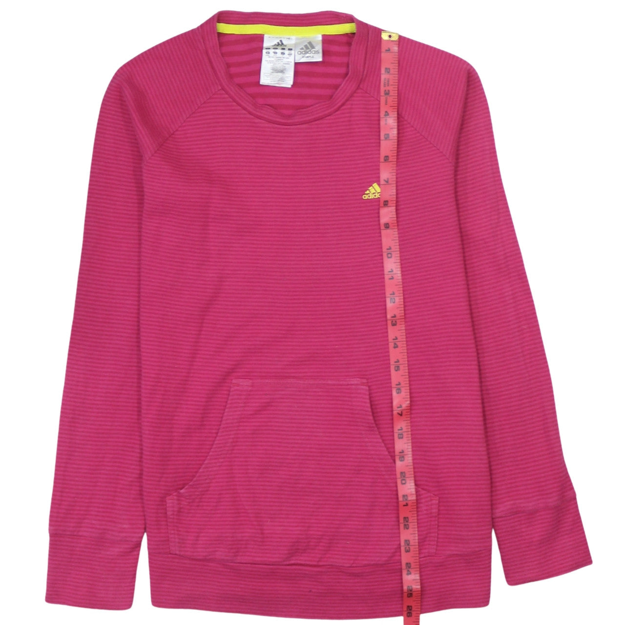 Adidas Women Pink Striped Pullover Sweatshirt Size M Long Sleeve