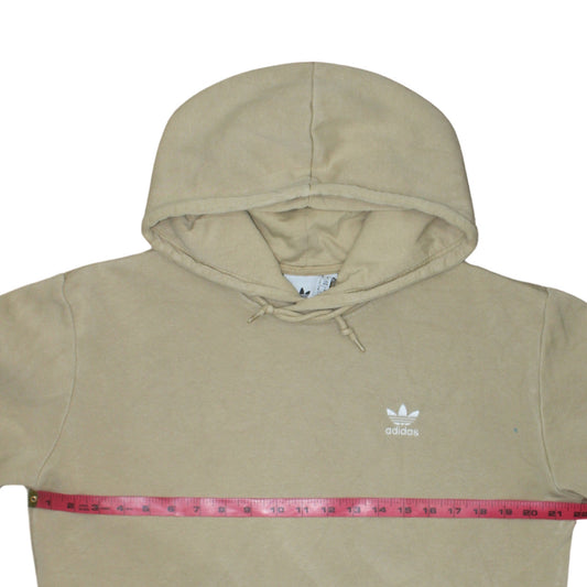 Adidas Men's Beige Pullover Hoodie M Regular Fleece Logo Sweatshirt