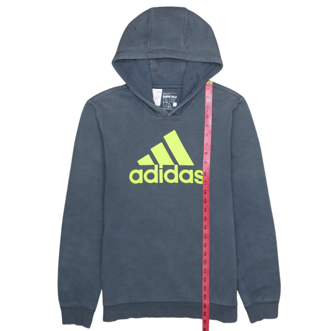 Adidas Boys Blue Pullover Fleece Hoodie 15-16 Years Logo Sport Essentials