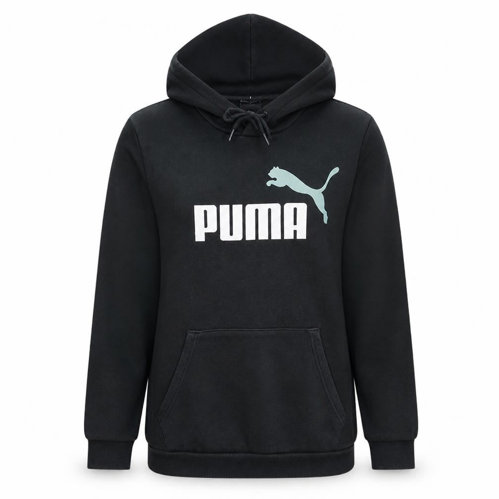 Puma Women's Black Small Pullover Hoodie with Logo Print