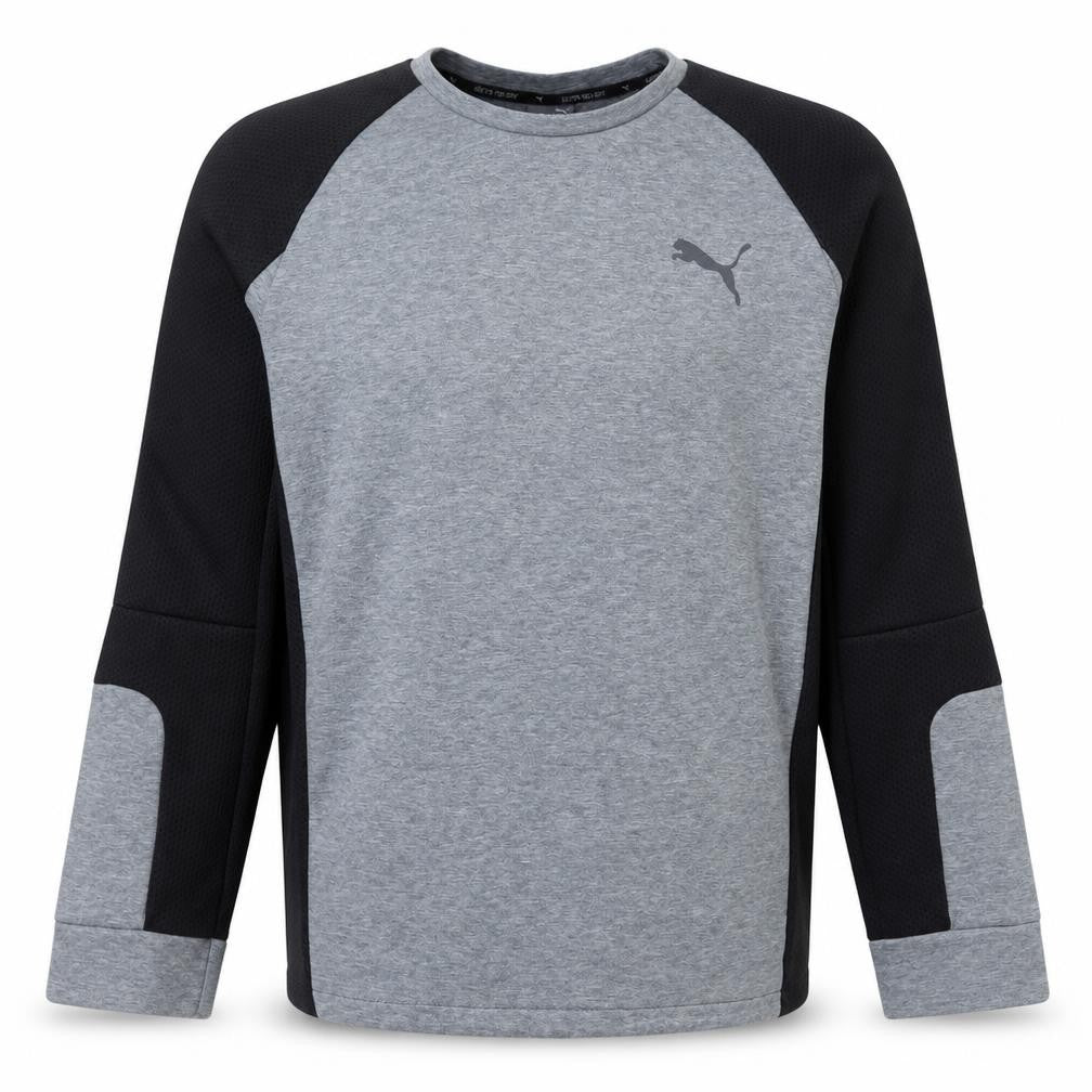 Puma Mens Grey Black Long Sleeve Crew Neck Sports Sweatshirt L