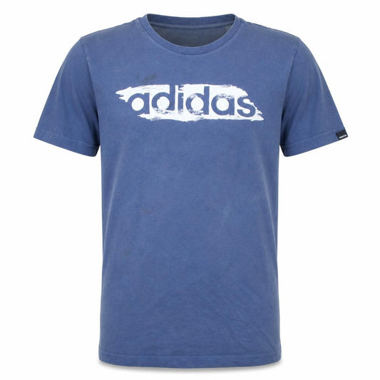 Adidas Men's Blue Graphic Print Crew Neck Cotton T-Shirt Size M