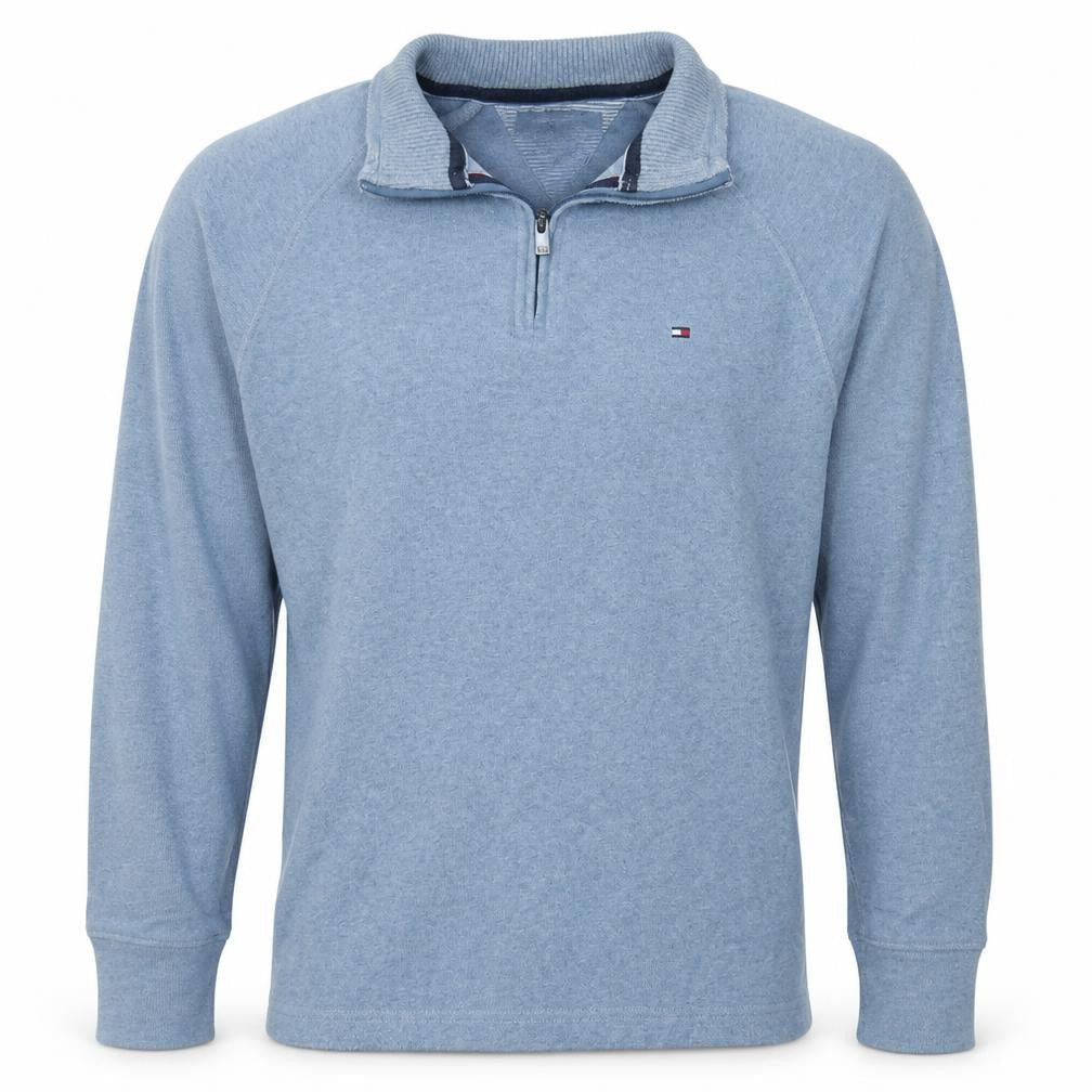 Tommy Hilfiger Mens Blue 1/4 Zip Mock Neck Sweatshirt Size L
